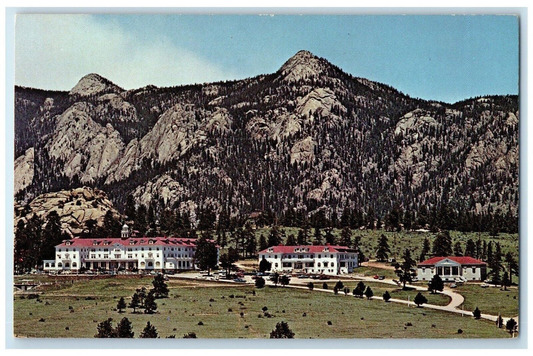 c1960 Scenic View Stanley Hotel Building Mountains Estes Park Colorado Postcard