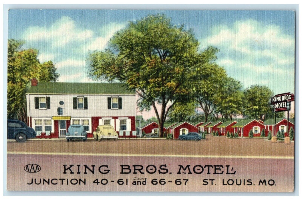 c1950's King Bros Motel Cars Roadside St. Louis Missouri MO Vintage Postcard