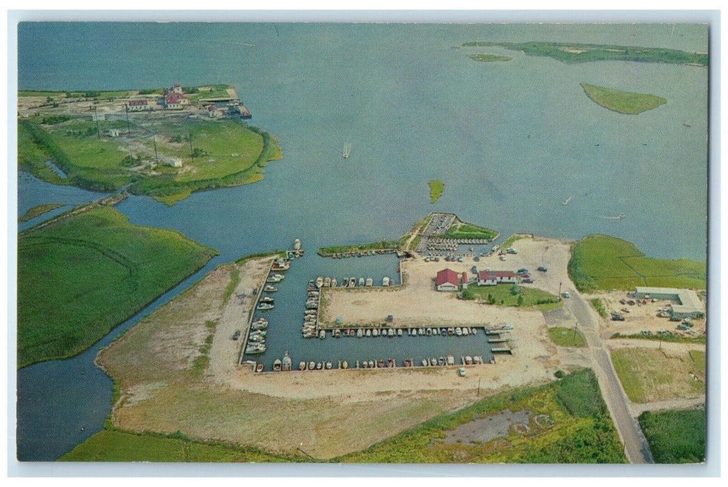 1960 Aerial View Moriches Life Boat Station Guard Northport New York NY Postcard