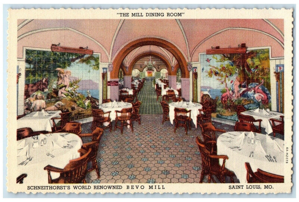 1949 Bevo Mill Restaurant Mill Dining Room Saint Louis Missouri MO Postcard