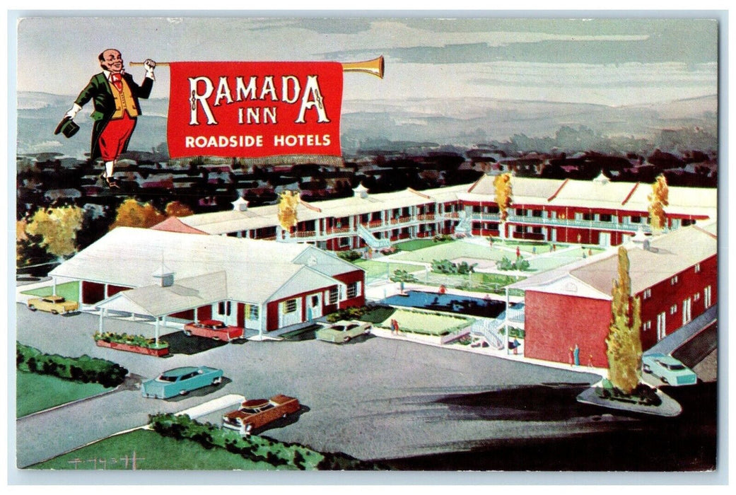 c1950's Ramada Inn Motel Cars Roadside Hotels Springfield Missouri MO Postcard