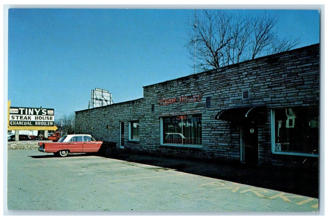 c1950's Tiny's Steak House Restaurant Car West Cabool Missouri MO Postcard