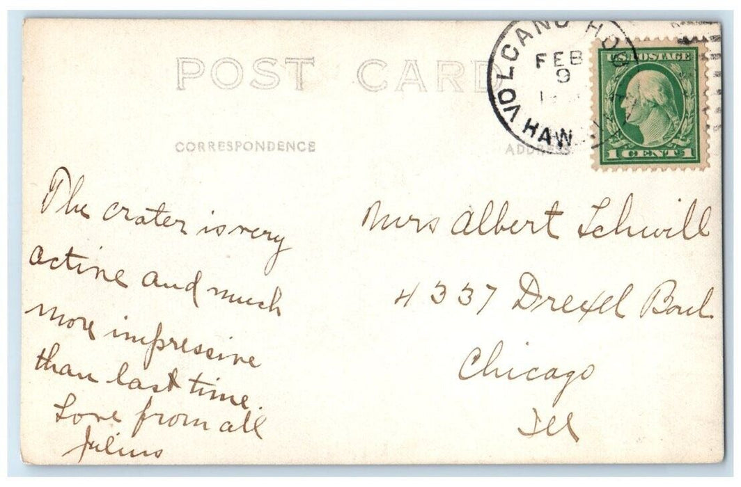 c1920's Volcano Crater Magma Red Kilauea Volcano House HI RPPC Photo Postcard