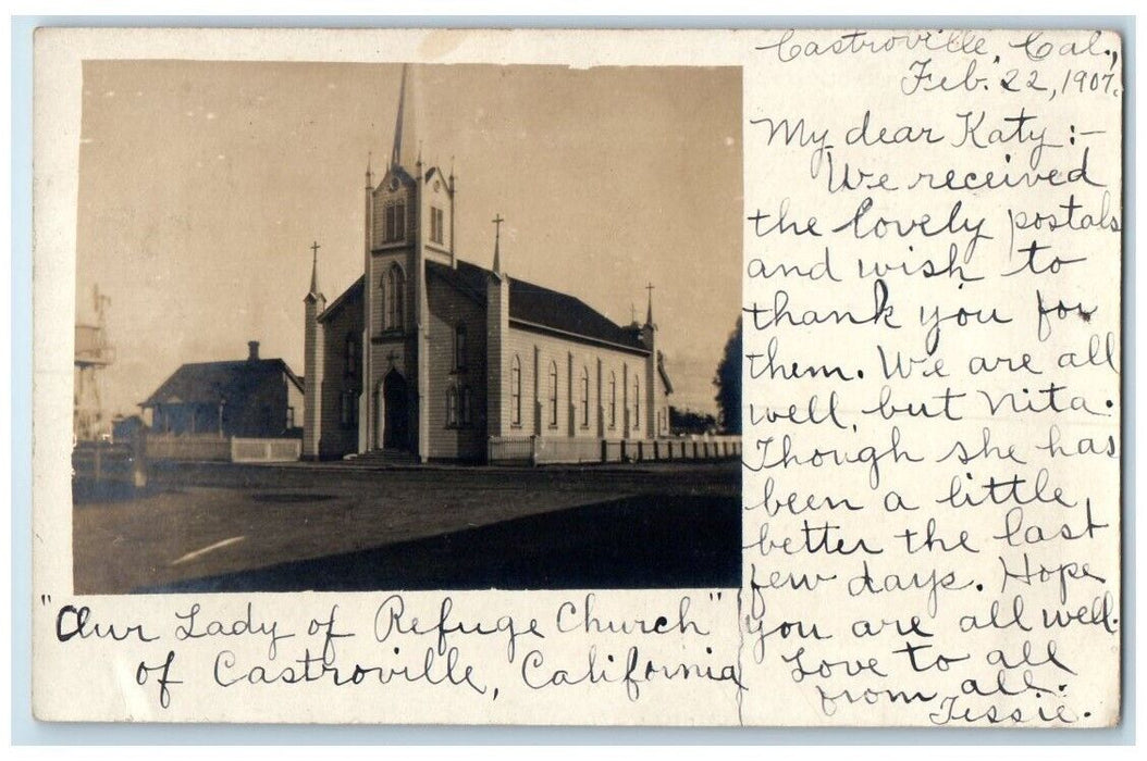 1907 Our Lady Of Refuge Church Castroville California CA RPPC Photo Postcard