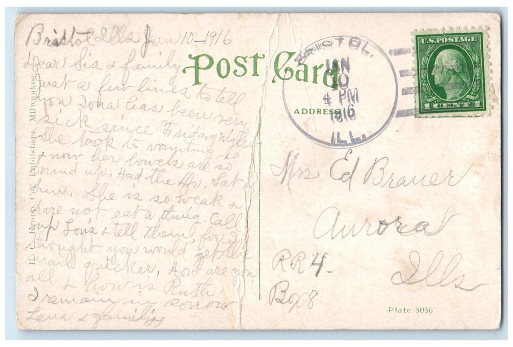1916 East Bridge Fox Street Aurora Illinois IL, City Of Lights Antique Postcard