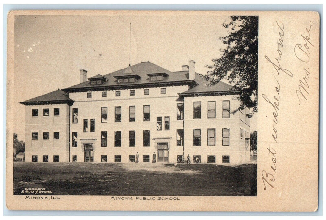 1906 Minonk Public School Building Minonk Illinois IL Posted Antique Postcard