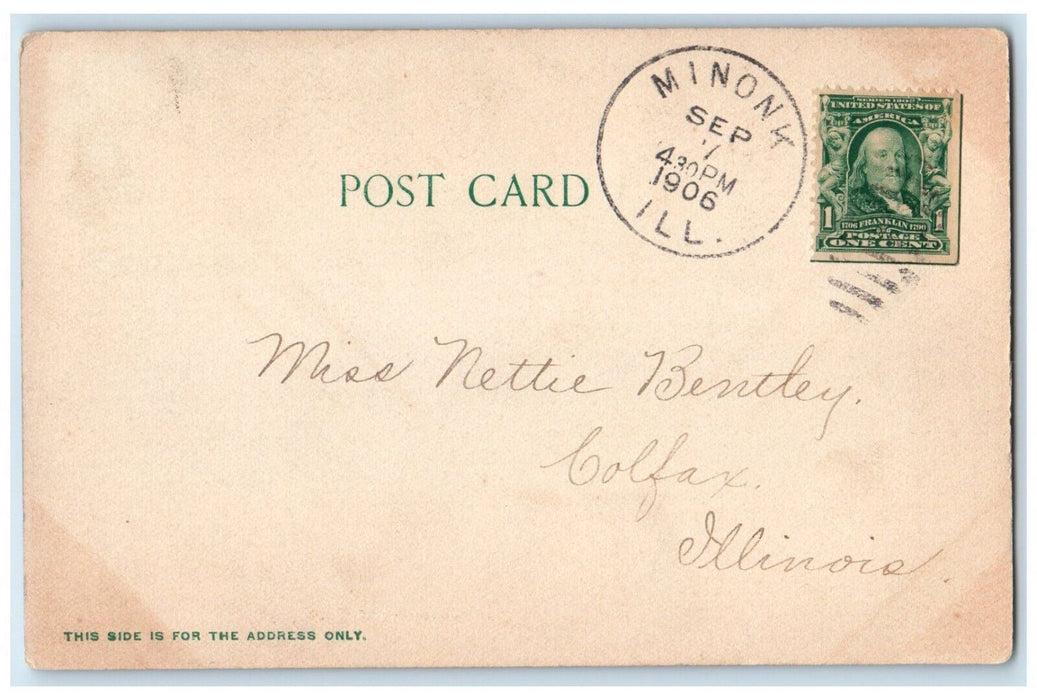 1906 Minonk Public School Building Minonk Illinois IL Posted Antique Postcard