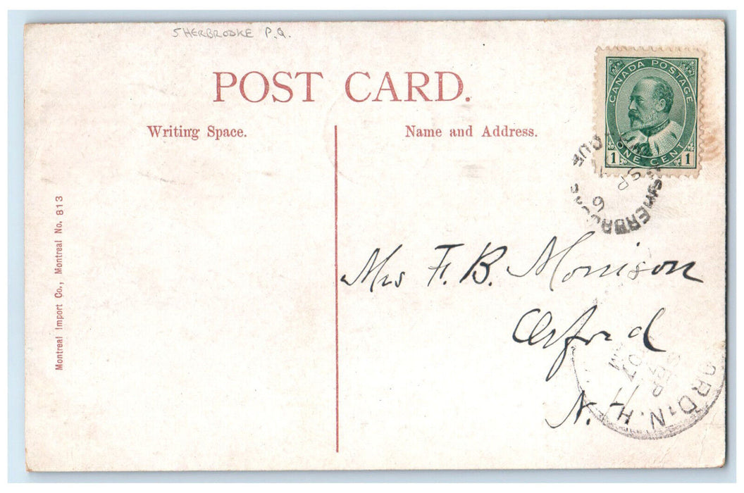 c1910 Victoria Park Sherbrook Quebec Orford NH Canada Posted Antique Postcard
