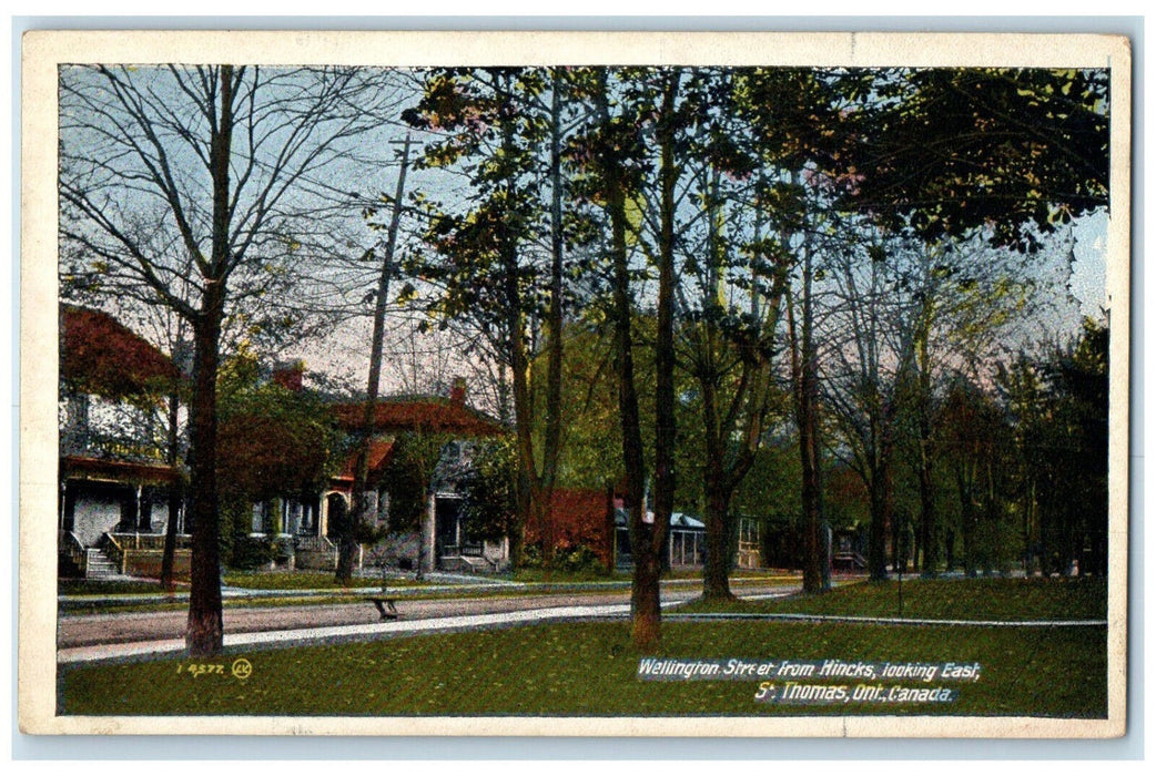 c1920's Wellington Street Looking East St. Thomas Ontario Canada Postcard