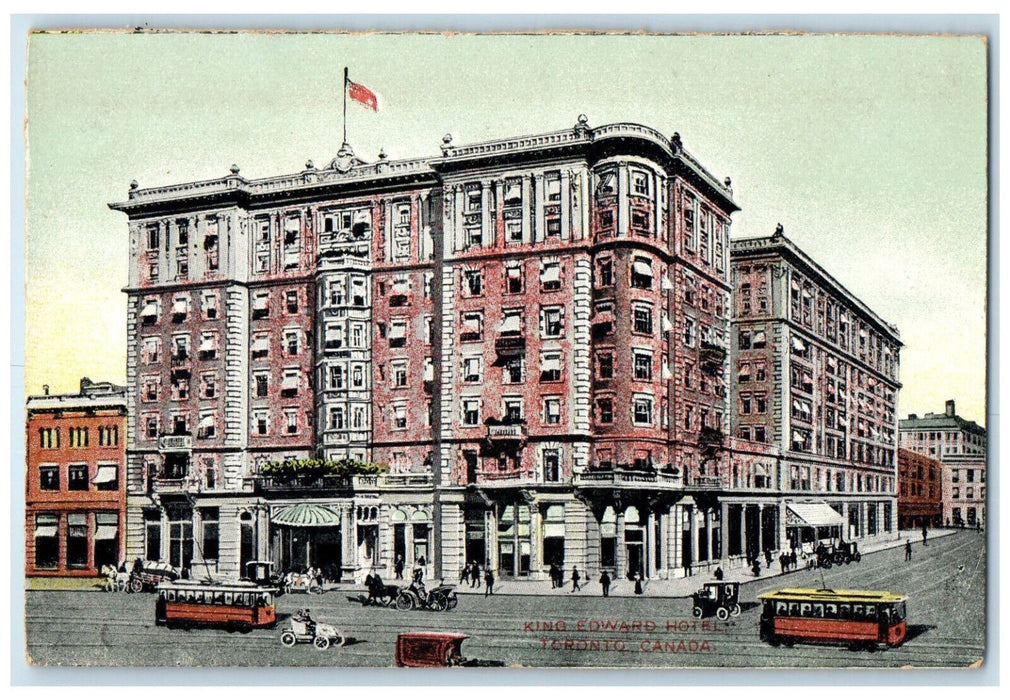 c1910 King Edward Hotel Toronto Ontario Canada Trolley Car Antique Postcard