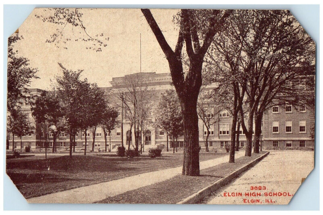 c1910's Elgin High School Building Campus Elgin Illinois IL Antique Postcard