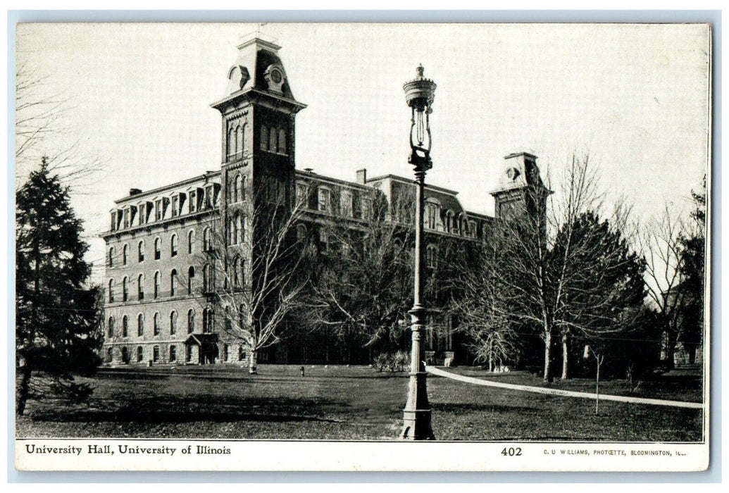 c1910's University Hall Building University College Of Illinois IL Postcard