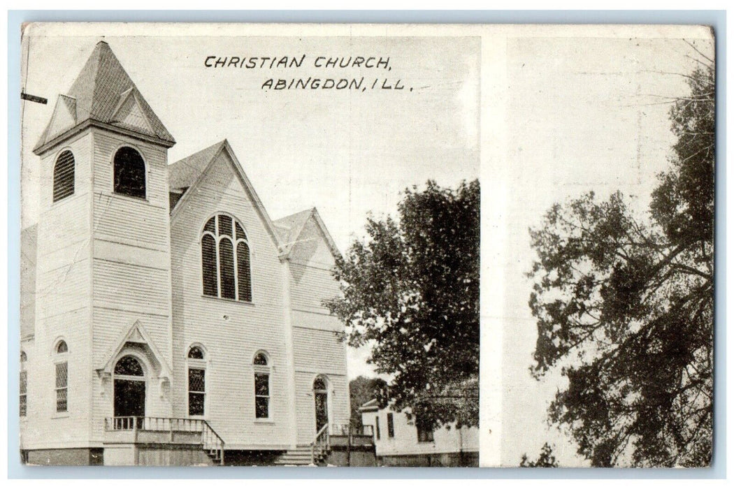 c1905 Christian Church Scene Street Abingdon Illinois IL Posted Antique Postcard