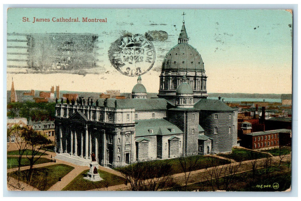 1912 St. James Cathedral Montreal Quebec Canada Exhibition Stamp Postcard