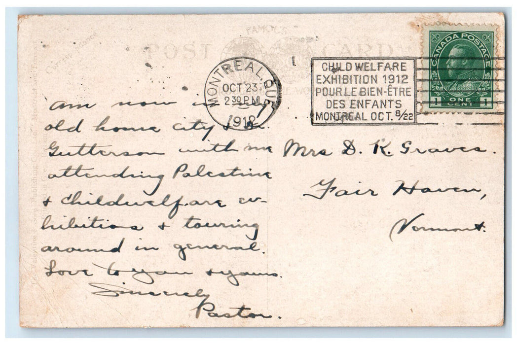 1912 St. James Cathedral Montreal Quebec Canada Exhibition Stamp Postcard