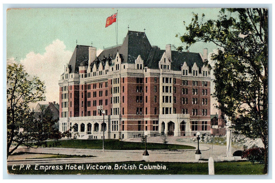 c1910 C.P.R. Empress Hotel Victoria British Columbia Canada Antique Postcard