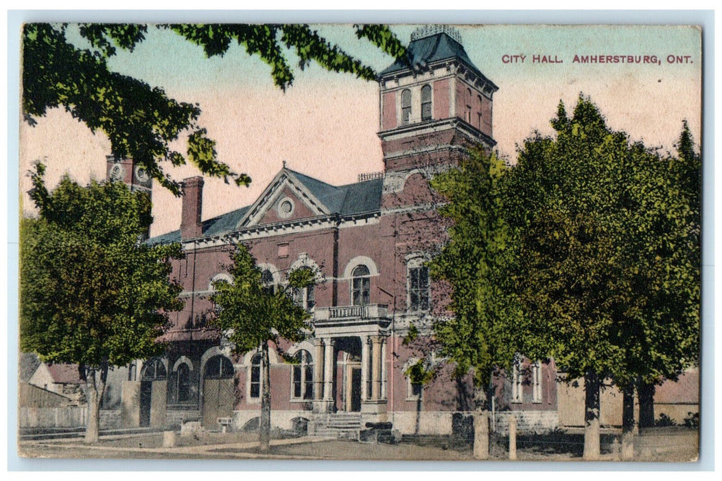 1909 View of City Hall Amherstburg Ontario Canada Antique Posted Postcard