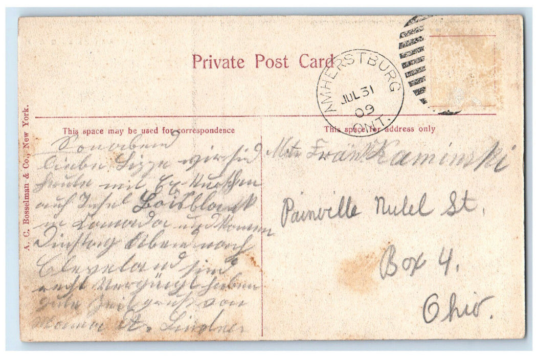 1909 View of City Hall Amherstburg Ontario Canada Antique Posted Postcard