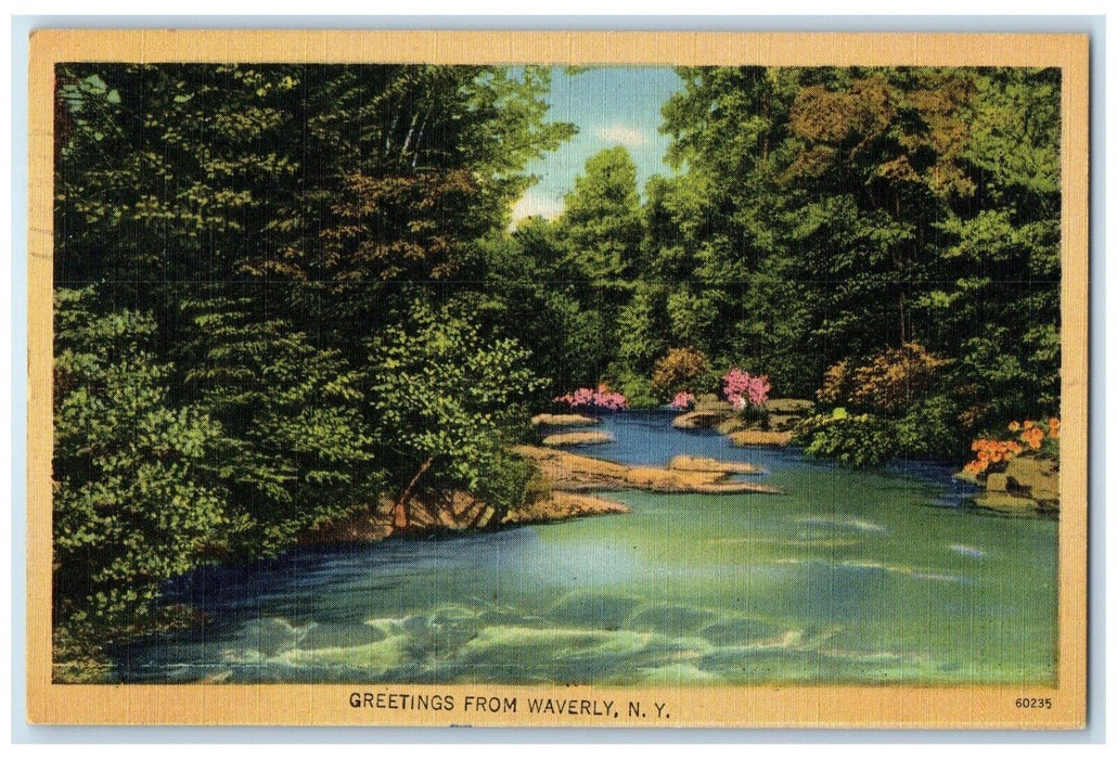 1945 Scenic View Greetings From Waverly Forest River New York NY Posted Postcard