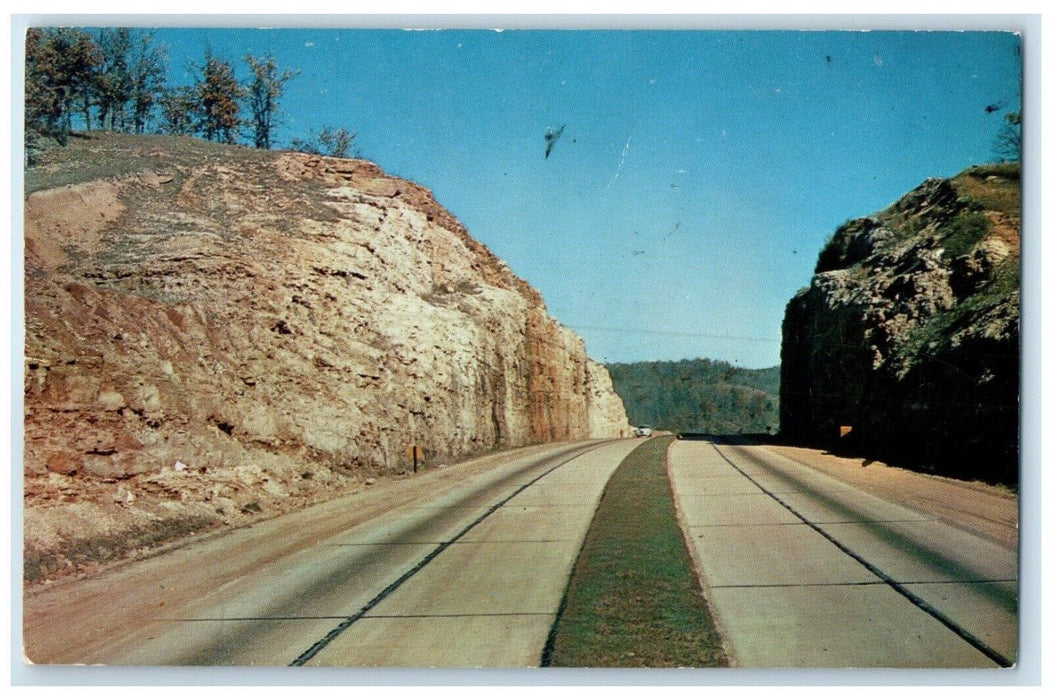 1963 Hooker Cut New Highway Rolla Deepest Rock Cut Waynesville Missouri Postcard