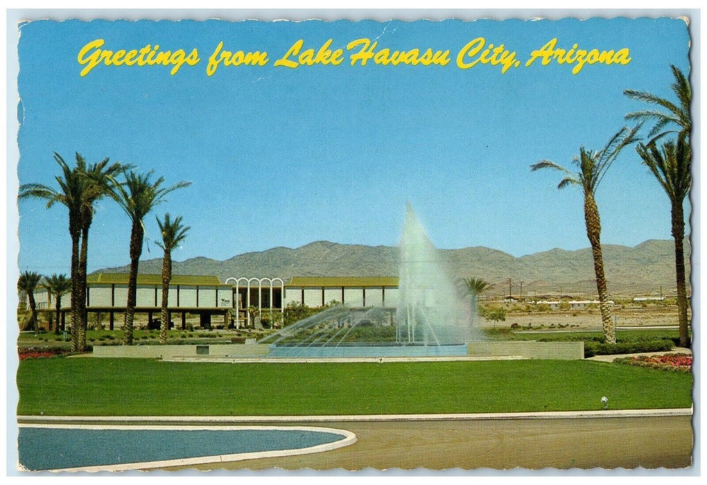 Greetings From Lake Havasu City Arizona AZ, Wheeler Memorial Fountain Postcard