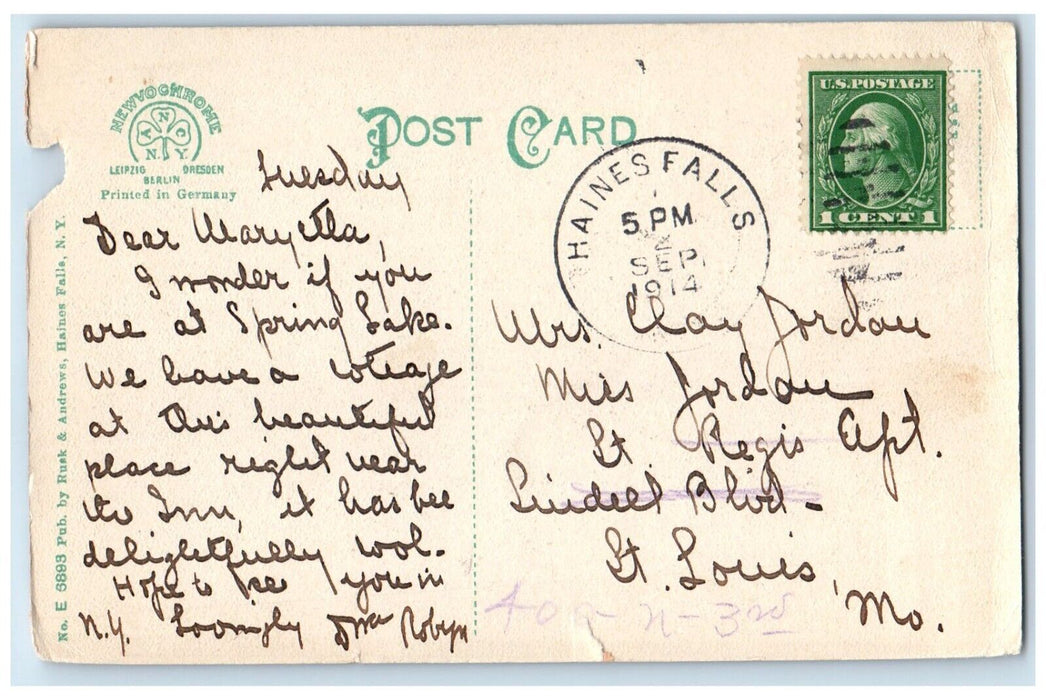 1914 View Of Twilight Inn Twilight Park Haines Falls New York NY Posted Postcard