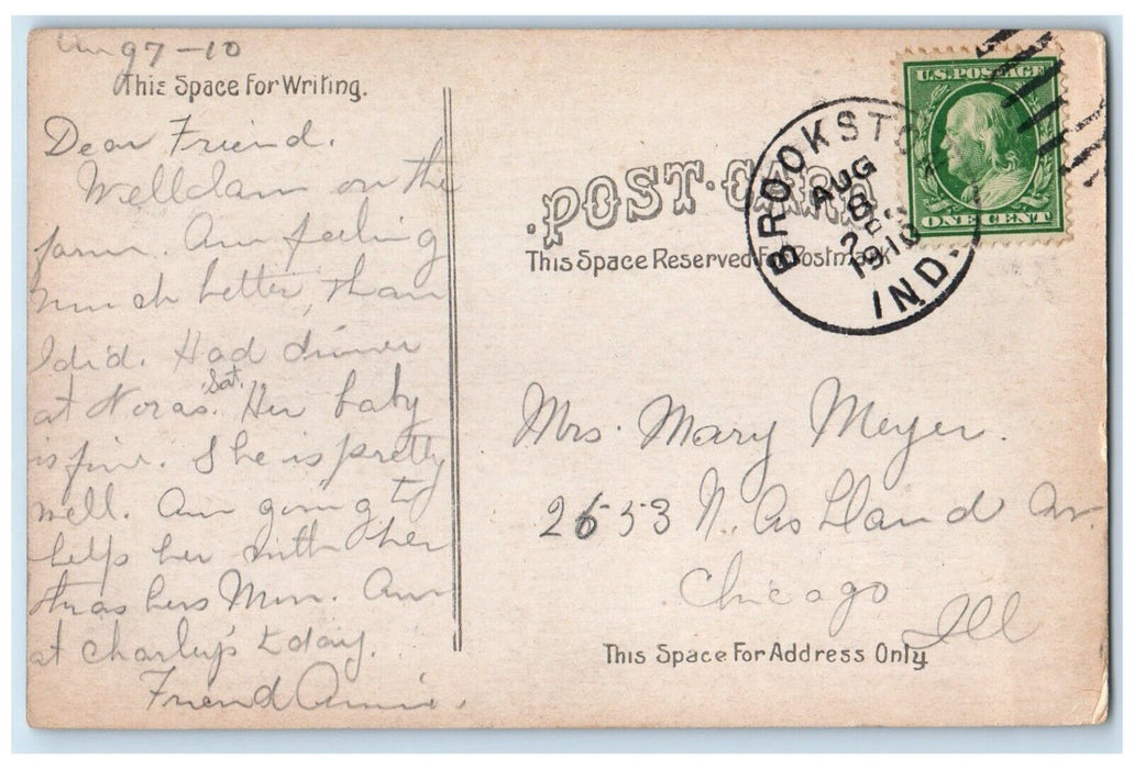 c1910 Exterior View Brookston Academy Building Brookston Indiana Posted Postcard