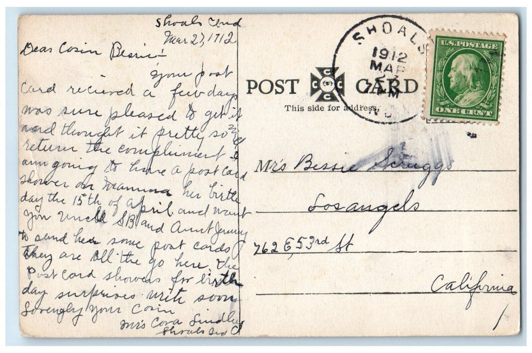 1912 Exterior View Court House BuildingMartin Co Shoals Indiana Posted Postcard