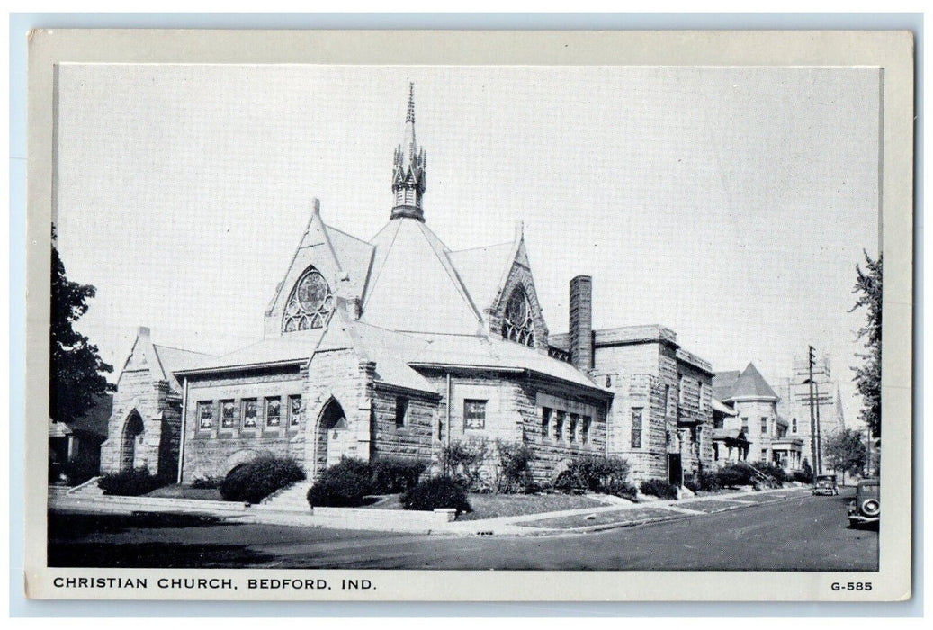 c1940 Roadside View Christian Church Building Bedford Indiana Unposted Postcard