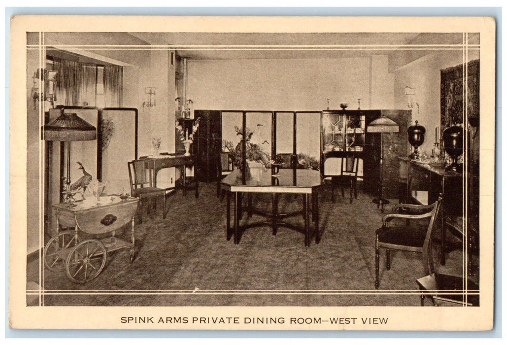 1921 Spink Arms Private Dining Room Hotel Indianapolis Indiana Unposted Postcard