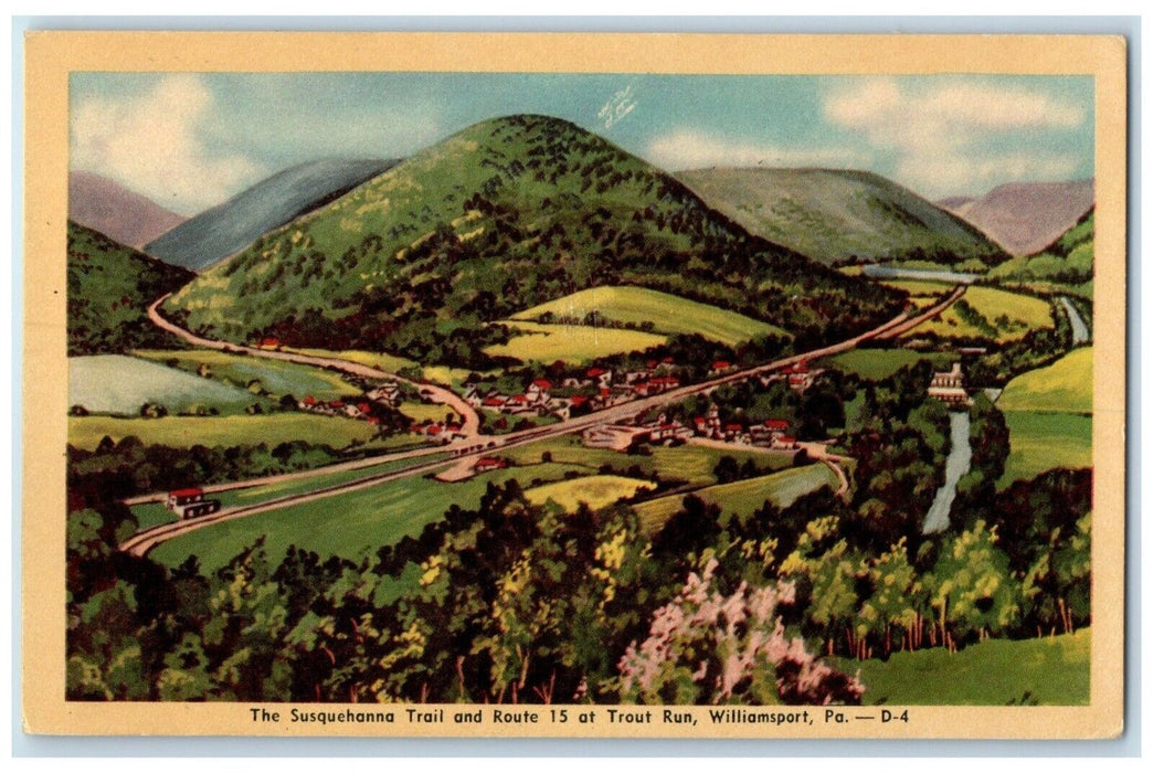 c1940 Susquehanna Trail Route Trout Run Field Williamsport Pennsylvania Postcard