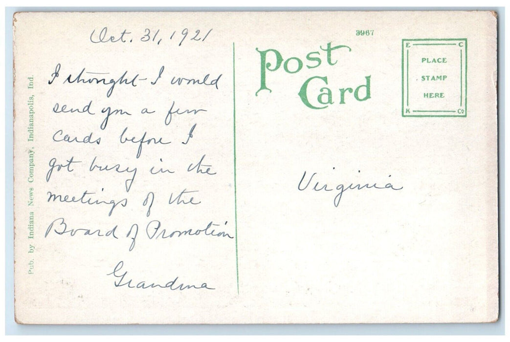 1921 Scenic View Boulevard Riverside Park Indianapolis Indiana Vintage Postcard