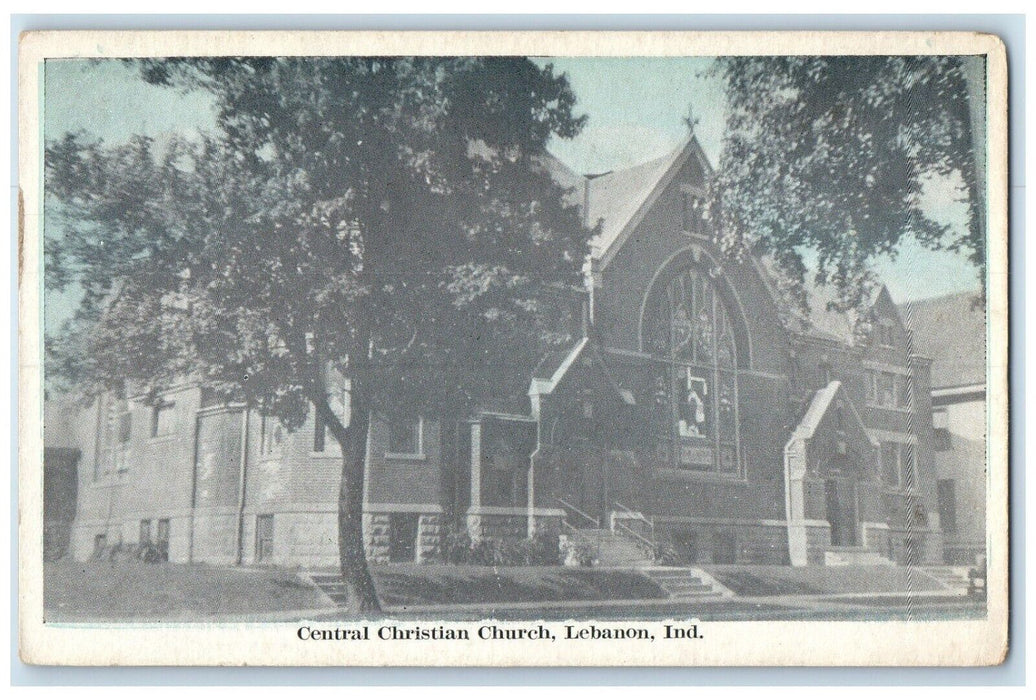 1910 Exterior View Central Christian Church Building Lebanon Indiana IN Postcard