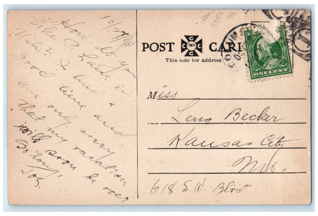 1910 View Eleventh Street Buildings Horse Carriage Columbus Nebraska NE Postcard