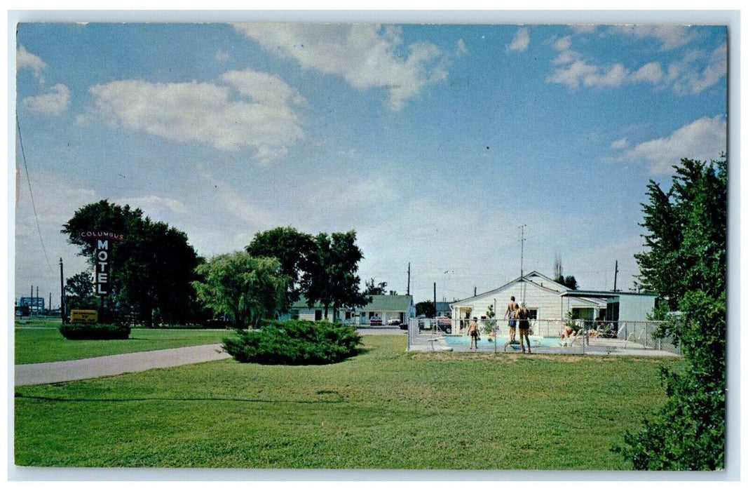 1970 Columbus Motel Swimming Pool Scene Columbus Indiana IN Vintage Postcard