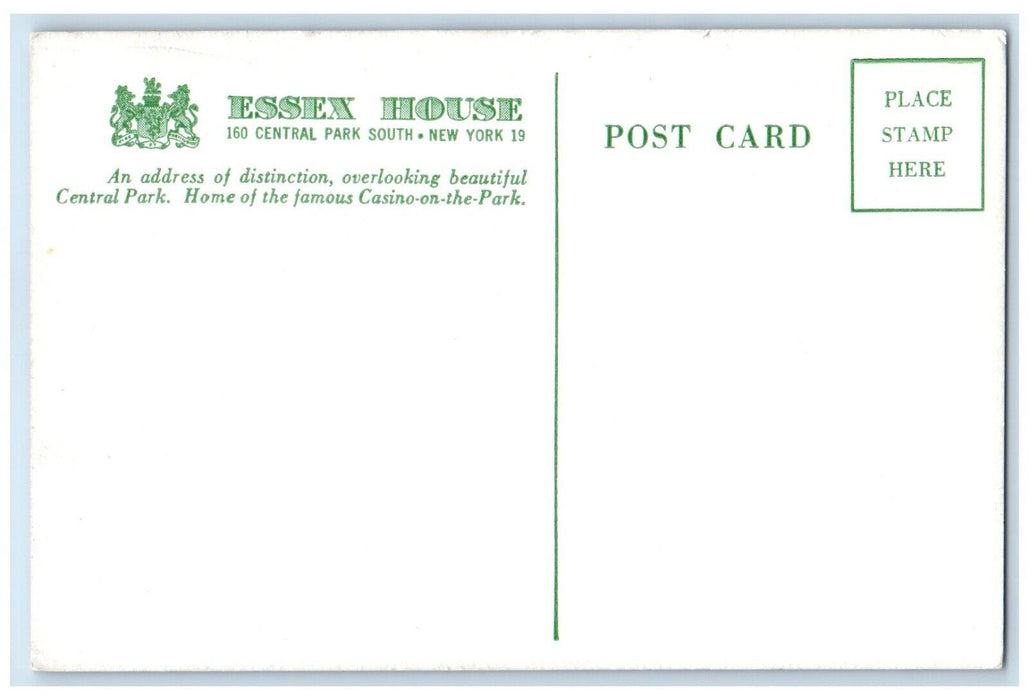 c1940 Essex House Central Park Casino On The Park Trees South New York Postcard