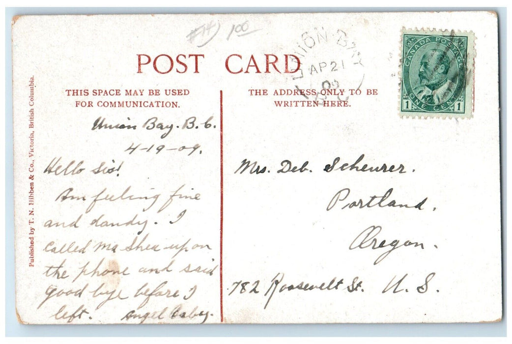 1909 Niagara Fall Goldstream Near Victoria BC Canada, Waterfalls Posted Postcard