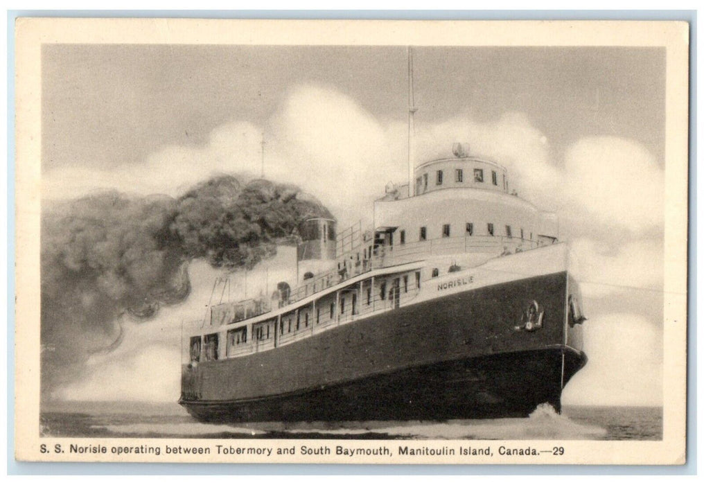 SS Norisie Between Tobermory South Baymouth Manitoulin Island Canada Postcard
