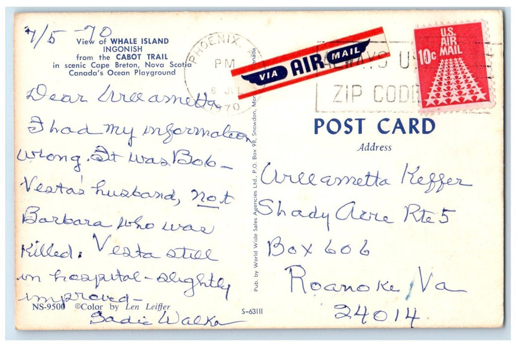 1970 Scenic View Of Whale Island Ingonish Brenton Nova Scotia Canada Postcard