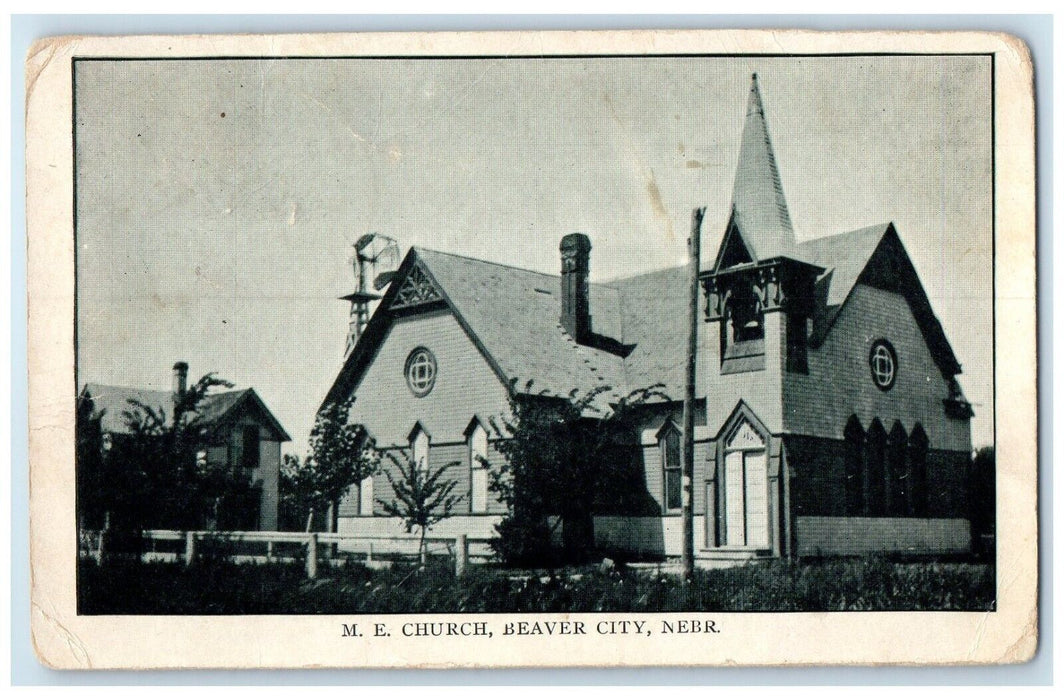 1910 Exterior Methodist Episcopal Church Building Beaver City Nebraska Postcard