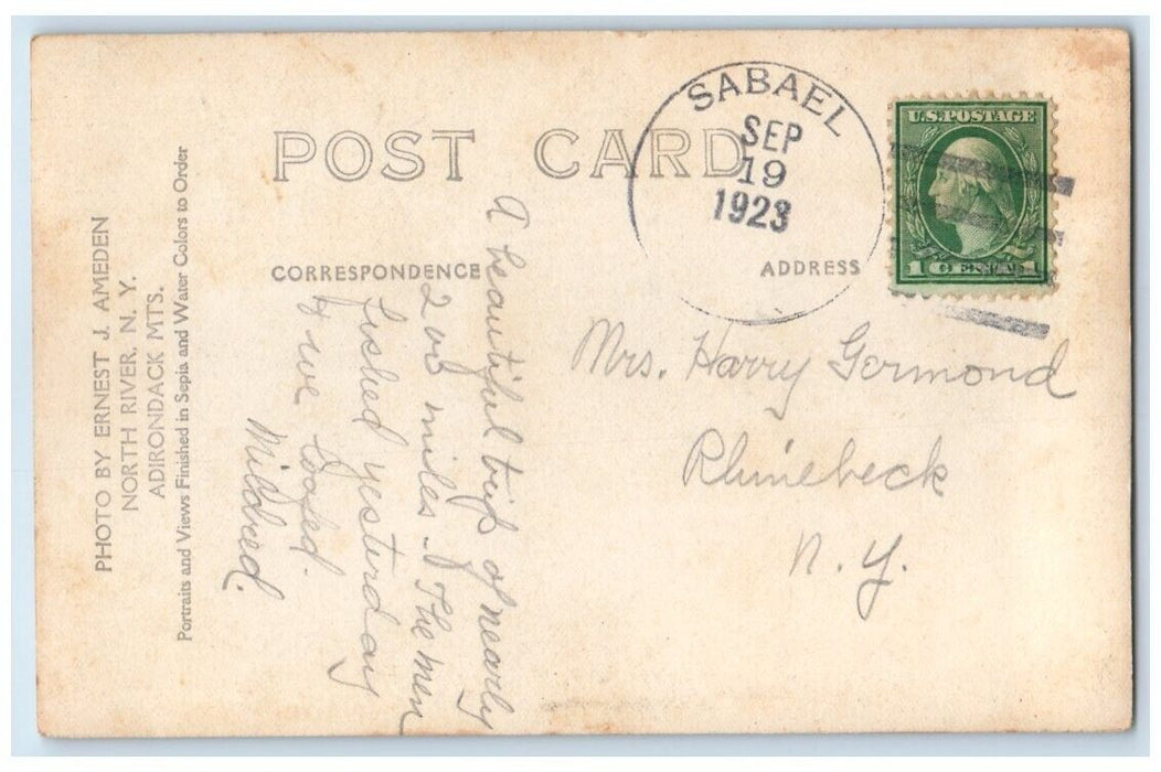 1923 Indian Lake Adirondack Mts. View Ernest Ameden Sabael NY RPPC Postcard