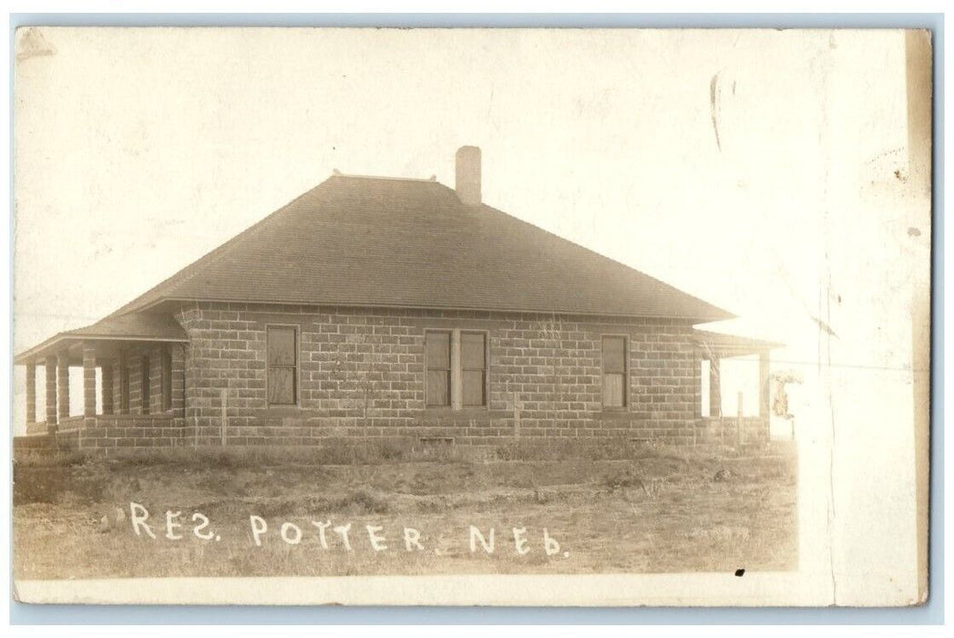 1916 Residence Brick Home View Potter Nebraska NE RPPC Photo Posted Postcard