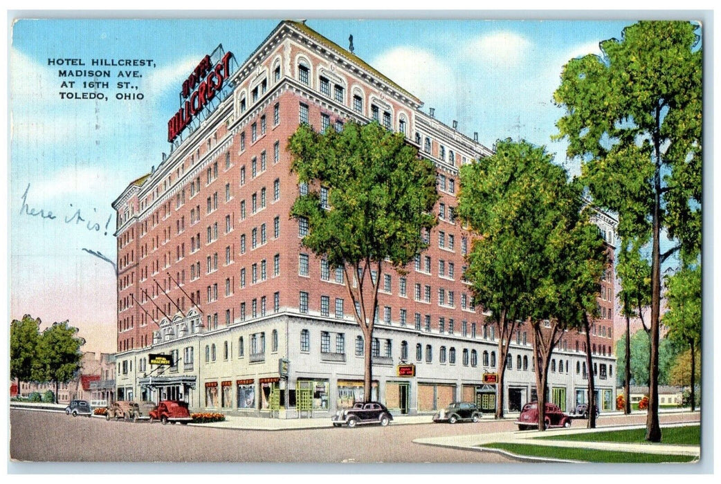 1941 Hotel Hillcrest Building Madison Avenue Toledo Ohio OH Vintage Postcard