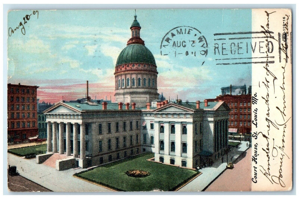 1907 Birds Eye View Court House Building St Louis Missouri MO Vintage Postcard