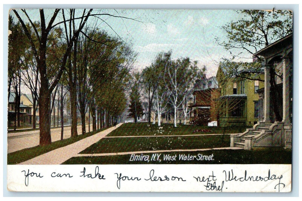 c1905 West Water Street Elmira New York NY, House And Trees Scene Postcard