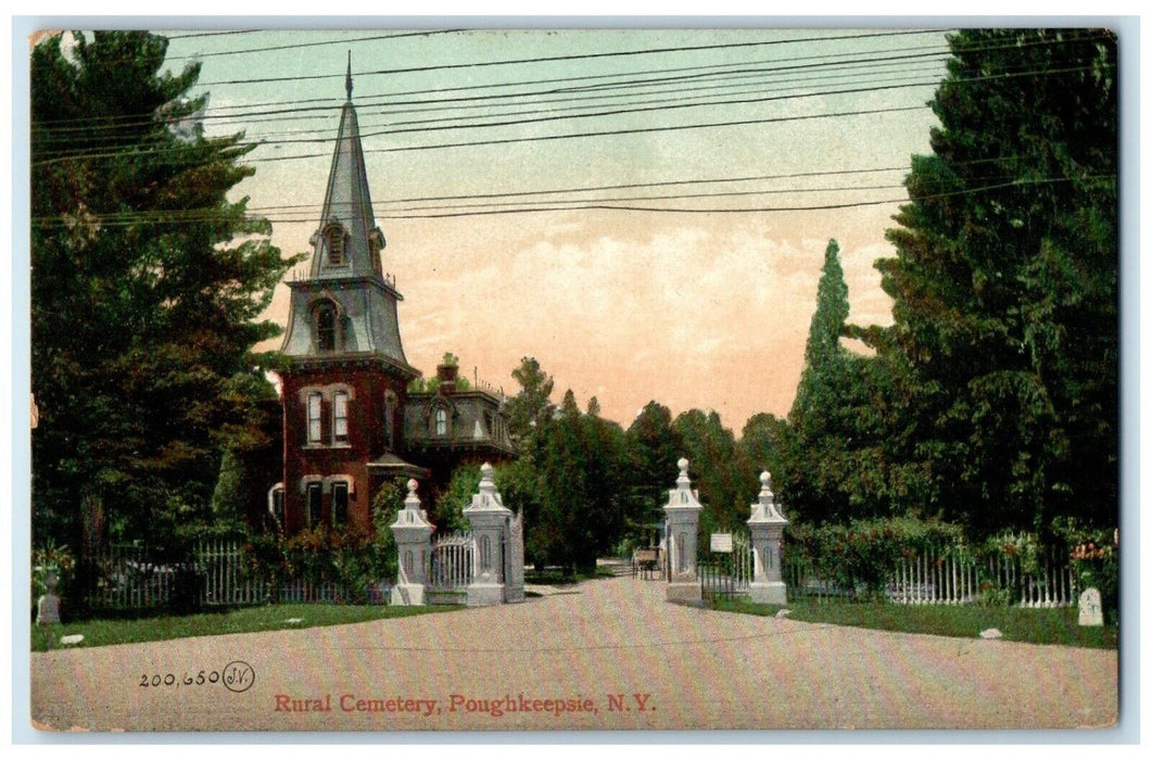 1909 Rural Cemetery Entrance Poughkeepsie New York NY Posted Antique Postcard