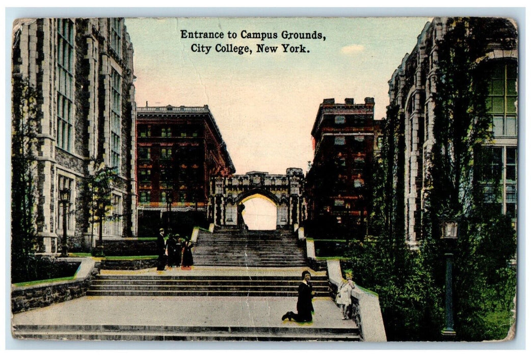 1914 Entrance To Campus Grounds City College New York NY Posted Antique Postcard