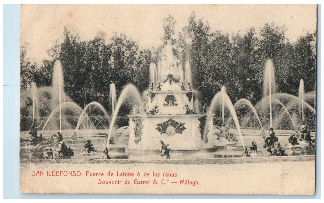 1909 Frogs Fountain (Fuente de las Ranas) Malaga San Ildefonso Spain Postcard