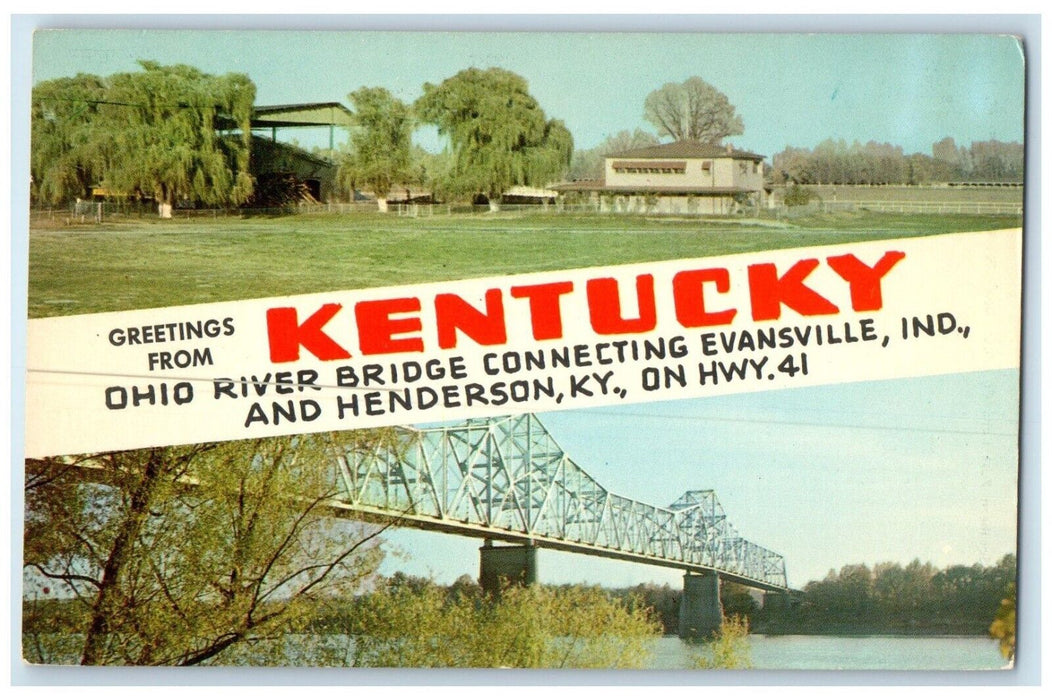 c1950's Greetings From Henderson Kentucky KY, Banner Dual View Vintage Postcard