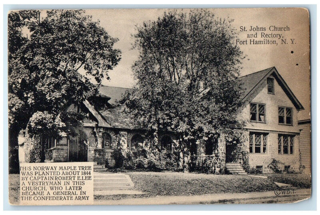 c1910's St. Johns Church And Rectory Fort Hamilton New York NY Antique Postcard